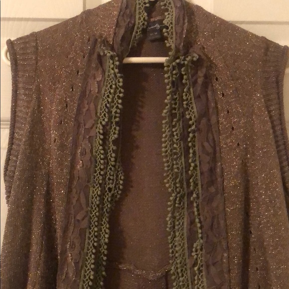 Lace Trimmed Shiny Vest - Picture 1 of 8